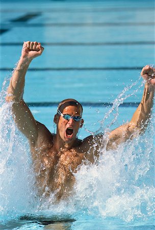peter griffith - Man in Swimming Pool, Celebrating Stock Photo - Rights-Managed, Code: 700-00048626