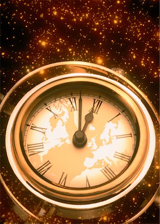 simsearch:700-00028238,k - World Map on Clock and Stars Stock Photo - Rights-Managed, Code: 700-00040124