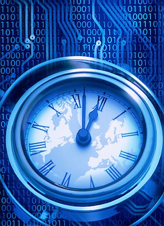simsearch:700-00165882,k - World Map on Clock with Binary Code Stock Photo - Rights-Managed, Code: 700-00040230