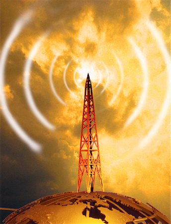 Funkturm auf Globus Stockbilder - Lizenzpflichtiges, Bildnummer: 700-00040314