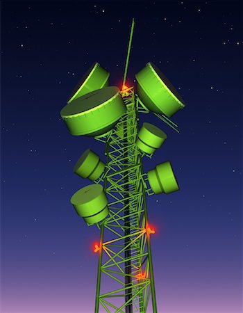 Microwave Tower at Night Fotografie stock - Rights-Managed, Codice: 700-00040372