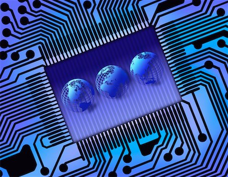 simsearch:700-00040014,k - Three Globes on Circuit Board Displaying Continents of the World Stock Photo - Rights-Managed, Code: 700-00040617