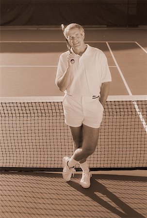 Portrait of Mature Man on Tennis Court Stock Photo - Rights-Managed, Code: 700-00041112