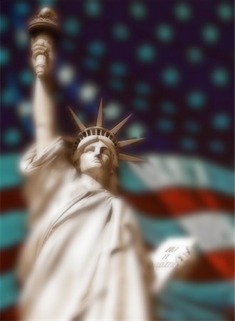 statue of liberty on the flag - Statue of Liberty and American Flag New York, New York, USA Stock Photo - Rights-Managed, Code: 700-00041172