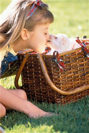 simsearch:700-00477399,k - Girl with Puppy in Picnic Basket Stock Photo - Rights-Managed, Code: 700-00041489