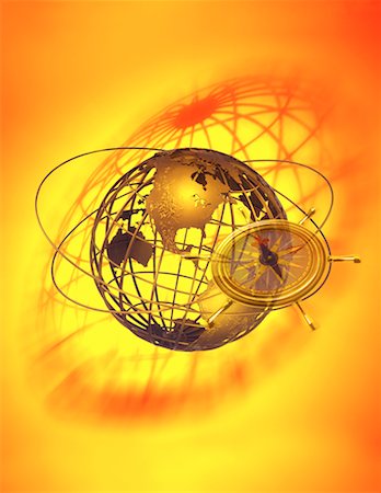 simsearch:700-00022059,k - Wire Globe und Kompass-Nordamerika Stockbilder - Lizenzpflichtiges, Bildnummer: 700-00042083
