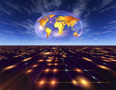 simsearch:700-00042293,k - Oval Globe over Abstract Grid Stock Photo - Rights-Managed, Code: 700-00042295