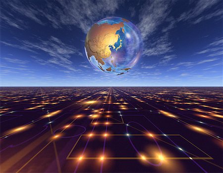 simsearch:700-00042293,k - Globe over Abstract Grid Pacific Rim Stock Photo - Rights-Managed, Code: 700-00042293