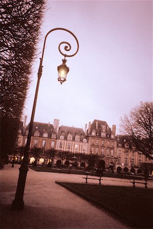 pictures of house street lighting - Place des Vosges Paris, France Stock Photo - Rights-Managed, Code: 700-00043153