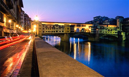 ponte vecchio - Ponte Vecchio at Night Florence, Tuscany, Italy Fotografie stock - Rights-Managed, Codice: 700-00043223