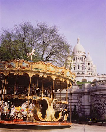 sacre coeur capitals - Sacre Coeur and Merry Go Round Paris, France Stock Photo - Rights-Managed, Code: 700-00043242