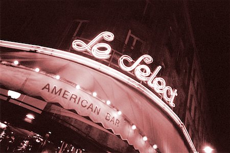 paris cafe monochrome photo - Le Cafe Select Paris, France Stock Photo - Rights-Managed, Code: 700-00043485