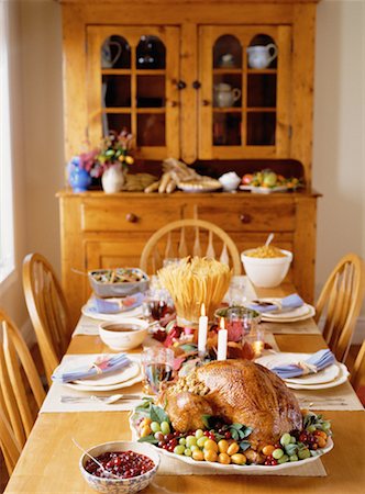 Thanksgiving Dinner on Table Stock Photo - Rights-Managed, Code: 700-00054638