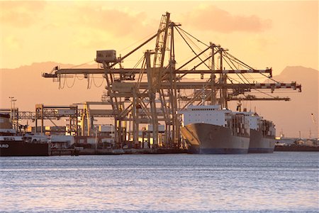 simsearch:600-00172602,k - Container Ships in Port at Sunset Stock Photo - Rights-Managed, Code: 700-00055140