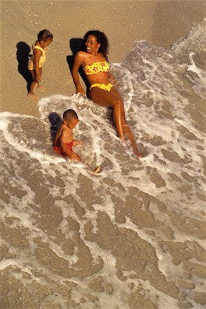 Overhead View of Mother and Children in Swimwear on Beach Stock Photo - Rights-Managed, Code: 700-00055780