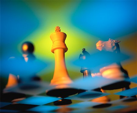 simsearch:600-00086523,k - Chess Pieces on Glass Chessboard Stock Photo - Rights-Managed, Code: 700-00056496