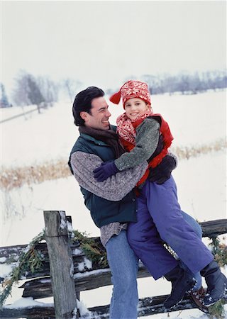 Portrait of Father and Daughter Outdoors in Winter Stock Photo - Rights-Managed, Code: 700-00056759