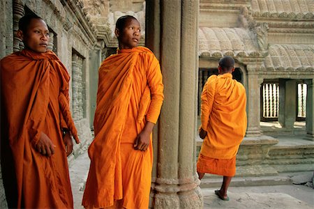 Buddhist Monks at Angkor Temple Siem Reap, Cambodia Stock Photo - Rights-Managed, Code: 700-00057968