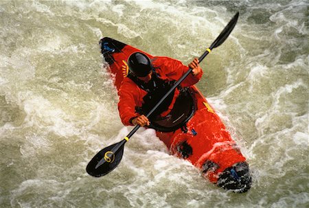 Overhead View of Man Kayaking on Ococee River, North Carolina, USA Stock Photo - Rights-Managed, Code: 700-00058771