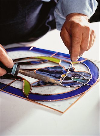 stained glass craftsman - Close-Up of Hands Soldering Stained Glass Window Stock Photo - Rights-Managed, Code: 700-00058846