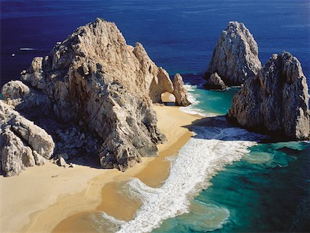 Vue aérienne du Pacifique les amoureux de la plage, mer de Cortès Cabo San Lucas, Baja, Mexique Photographie de stock - Rights-Managed, Code: 700-00059162