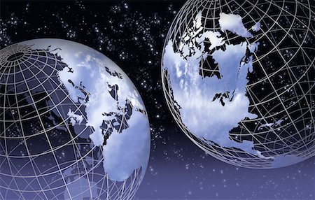 simsearch:700-00012076,k - Two Wire Globes in Space Europe and North America Stock Photo - Rights-Managed, Code: 700-00059403