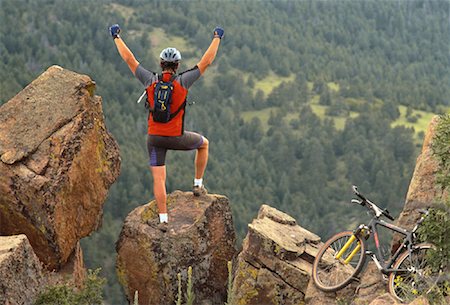 simsearch:700-00429922,k - Man Standing on Rock with Arms Raised, Overlooking Forest Stock Photo - Rights-Managed, Code: 700-00059522
