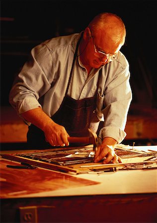 stained glass craftsman - Mature Male Stained Glass Artisan In Workshop Stock Photo - Rights-Managed, Code: 700-00059604
