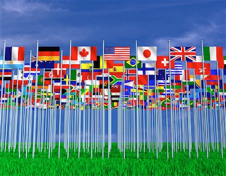flag pole row - International Flags Foto de stock - Con derechos protegidos, Código: 700-00050894