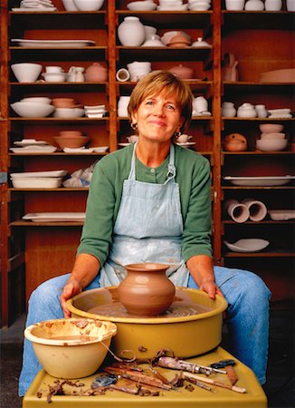 simsearch:700-00070669,k - Portrait of Mature Woman at Potter's Wheel Stock Photo - Rights-Managed, Code: 700-00051302