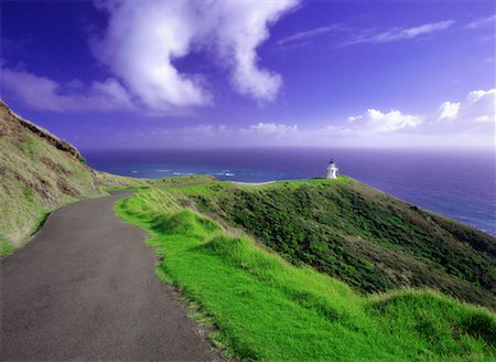 Voie d'accès et le phare du Cap Reinga, île du Nord-Nouvelle-Zélande Photographie de stock - Rights-Managed, Code: 700-00051698