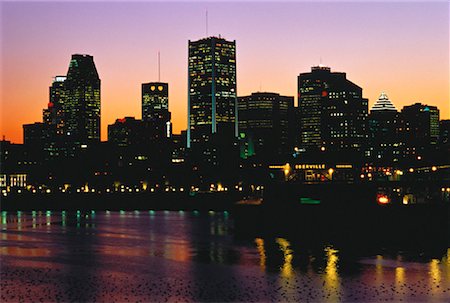 City Skyline at Dusk Montreal, Quebec, Canada Stock Photo - Rights-Managed, Code: 700-00051779