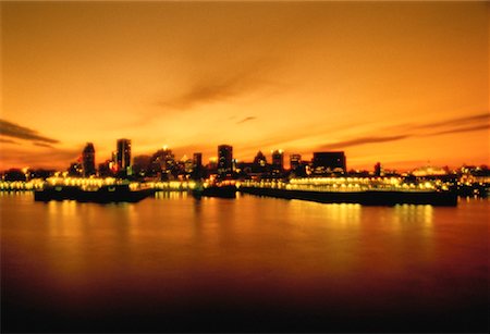 City Skyline and Harbor at Sunset Montreal, Quebec, Canada Stock Photo - Rights-Managed, Code: 700-00051784