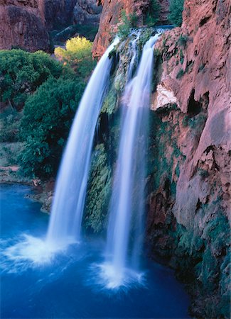Havasu Falls et rivière Havasu Havasupai Indian Reservation Supai, Arizona, Etats-Unis Photographie de stock - Rights-Managed, Code: 700-00052167