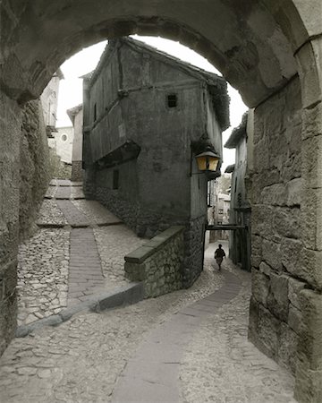 people fork in the road - Diverging Cobblestone Pathways In Village, Spain Stock Photo - Rights-Managed, Code: 700-00052226