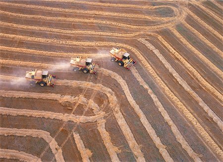 Aerial View of Combining Wheat Elie, Manitoba, Canada Stock Photo - Rights-Managed, Code: 700-00052806