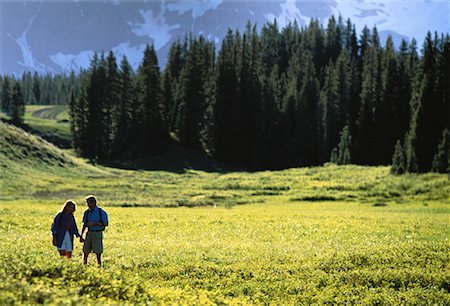simsearch:700-00071220,k - Couple Hiking through Field Holding Hands Stock Photo - Rights-Managed, Code: 700-00053180
