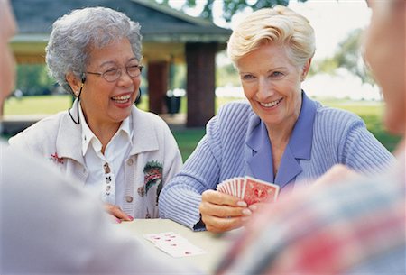 simsearch:700-00053457,k - Mature Women Playing Cards in Park Stock Photo - Rights-Managed, Code: 700-00053596