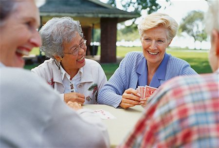 simsearch:700-00053457,k - Mature Women Playing Cards in Park Stock Photo - Rights-Managed, Code: 700-00053649