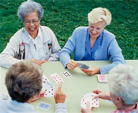 simsearch:700-00053457,k - Four Mature Women Playing Cards Outdoors Stock Photo - Rights-Managed, Code: 700-00053880