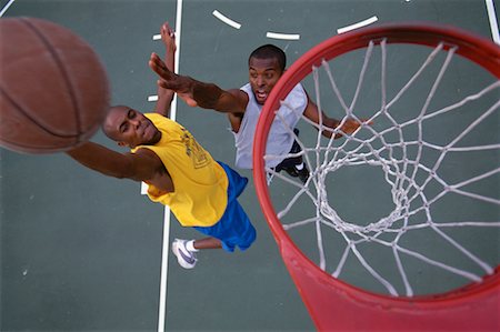 simsearch:700-01236338,k - Overhead View of Two Men Playing Basketball Stock Photo - Rights-Managed, Code: 700-00064594