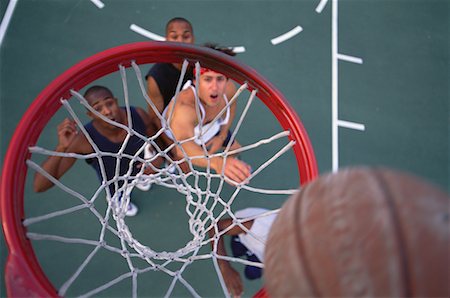 simsearch:700-02912102,k - Overhead View of Group of Men Playing Basketball Stock Photo - Rights-Managed, Code: 700-00064597