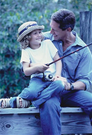 father daughter fishing not woman - Father and Daughter Sitting on Dock, Fishing Stock Photo - Rights-Managed, Code: 700-00065491