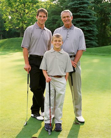 simsearch:693-06021485,k - Portrait of Grandfather, Father And Son on Golf Course Stock Photo - Rights-Managed, Code: 700-00065825