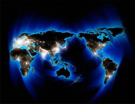 world population map lights