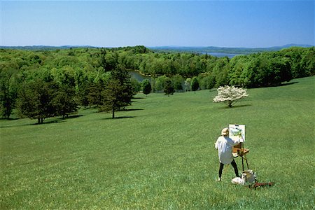 painter palette photography - Back View of Mature Woman Painting Landscape Outdoors Stock Photo - Rights-Managed, Code: 700-00066881