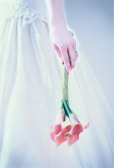 Close-Up of Woman in Wedding Dress, Holding Bouquet of Flowers Stock Photo - Premium Rights-Managed, Artist: Alison Barnes Martin, Image code: 700-00067157