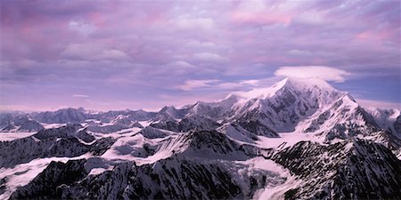 Overview of Snow Covered Mountains and Cloudy Sky Alaska, USA Stock Photo - Rights-Managed, Code: 700-00067456