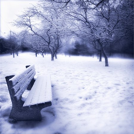 Snow Covered Bench and Park Stock Photo - Rights-Managed, Code: 700-00067458