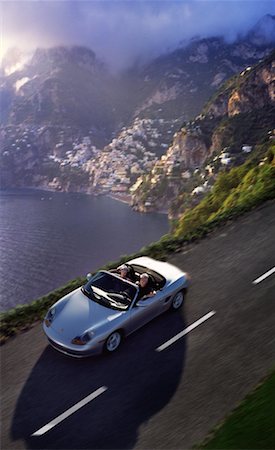Overhead View of Mature Couple Driving in Convertible, Amalfi Italy Stock Photo - Rights-Managed, Code: 700-00068346
